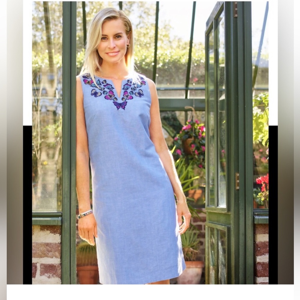Talbots Butterfly Embroidered Linen/Cotton Dress in Size 10